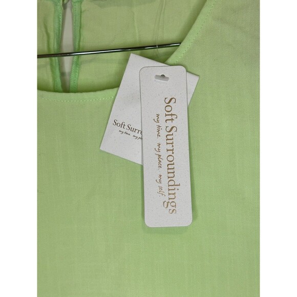 Soft Surroundings Lime Green Ruffle Blouse Summer Tencel Lyocell Sz XS 2-4 NEW - Picture 3 of 7